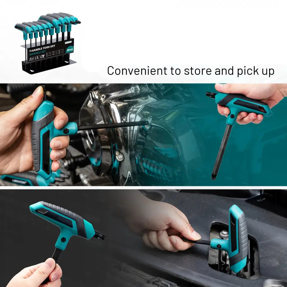 9PCS T-Handle Torx Wrench Set T10-T50 Two-Tip Design Torx Star Wrench DIY & Auto Bike Repair Tool with Storage Rack