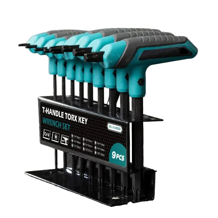 9PCS T-Handle Torx Wrench Set T10-T50 Two-Tip Design Torx Star Wrench DIY & Auto Bike Repair Tool with Storage Rack