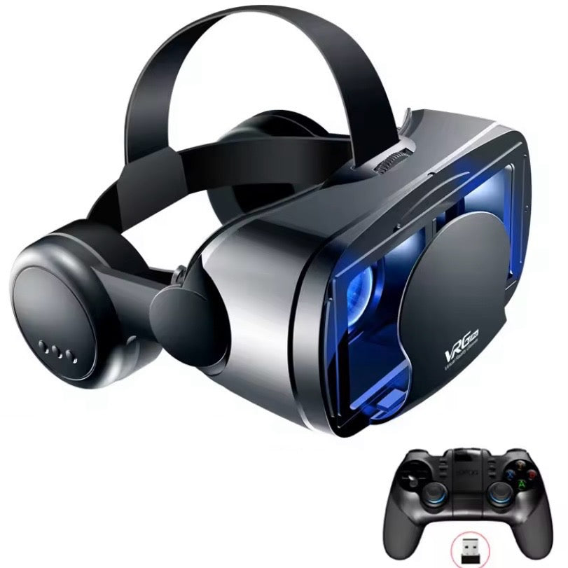 3D VR Headset with Headphones & Controller