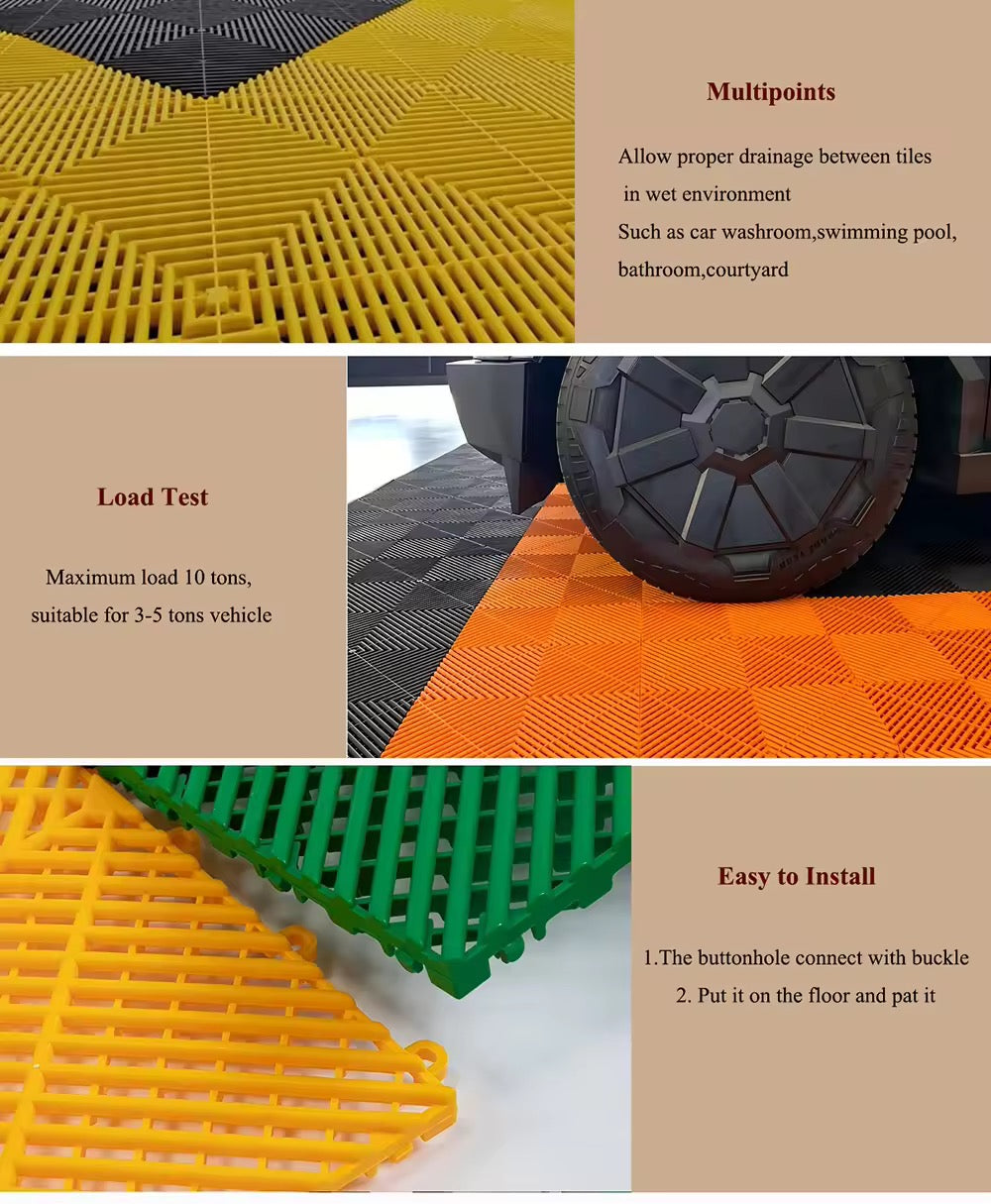 Interlocking Plastic Garage Flooring Tiles (Pack of 25 Tiles)