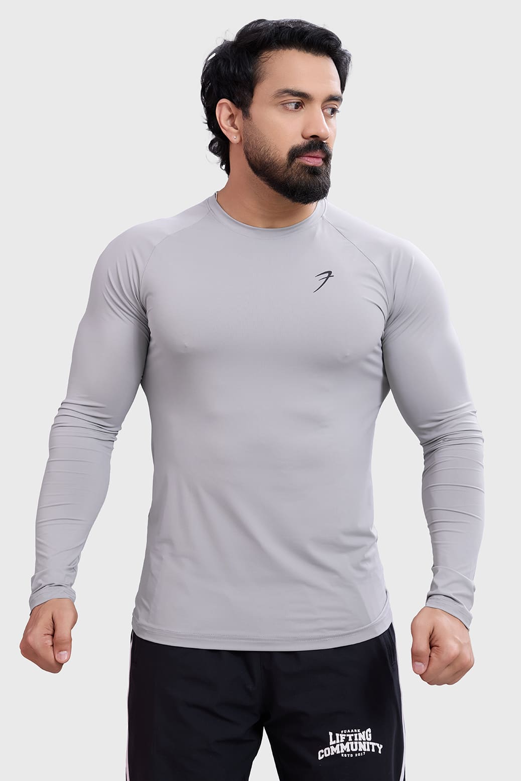 Bare Nylon Fullsleeves T-shirt Light Grey