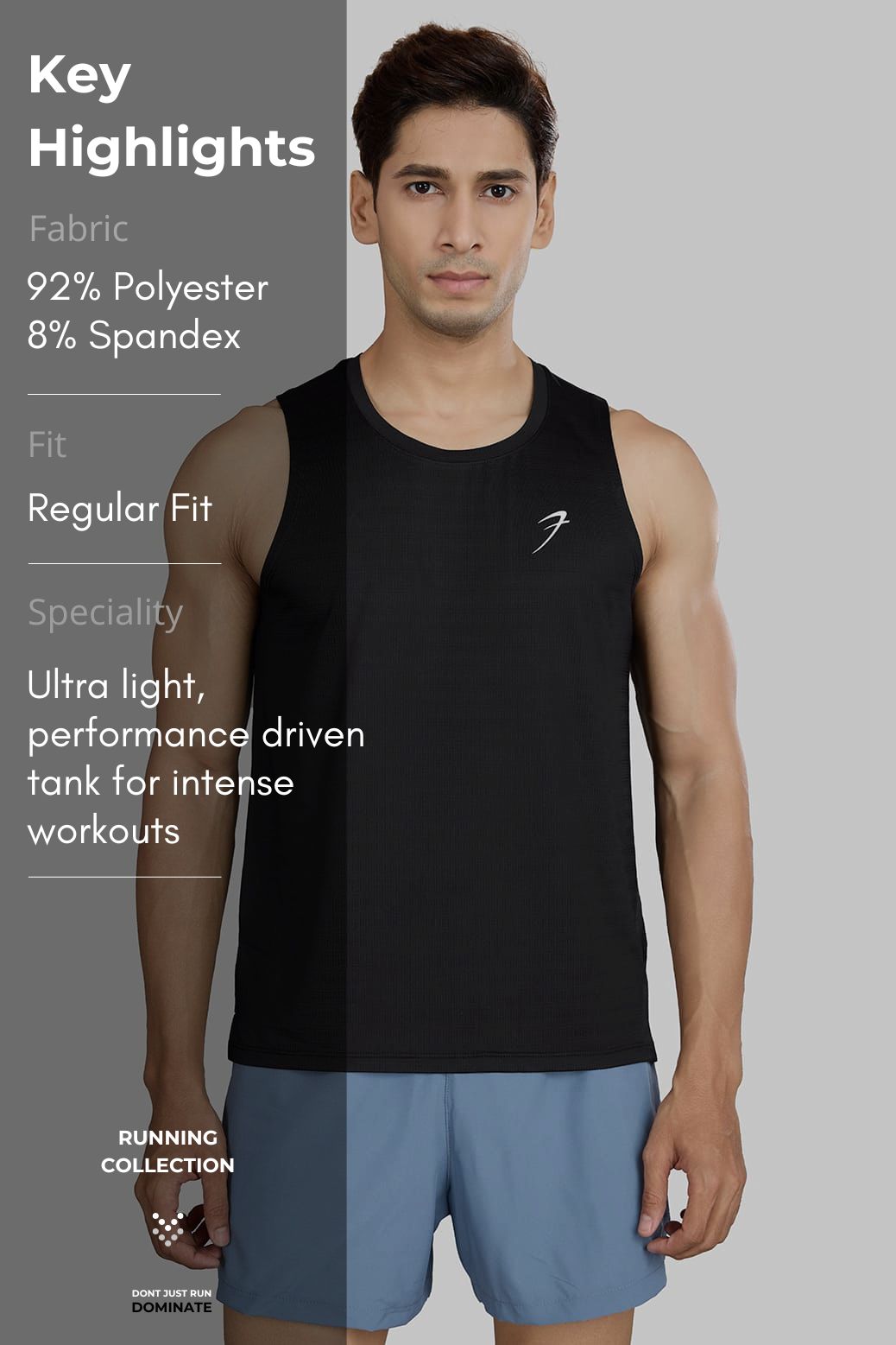 Ember Running Tank Black