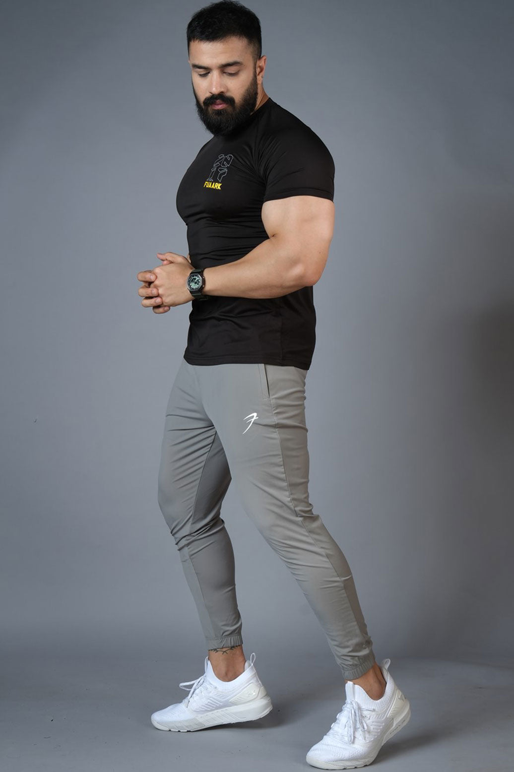 Identity Nylon Joggers Light Grey