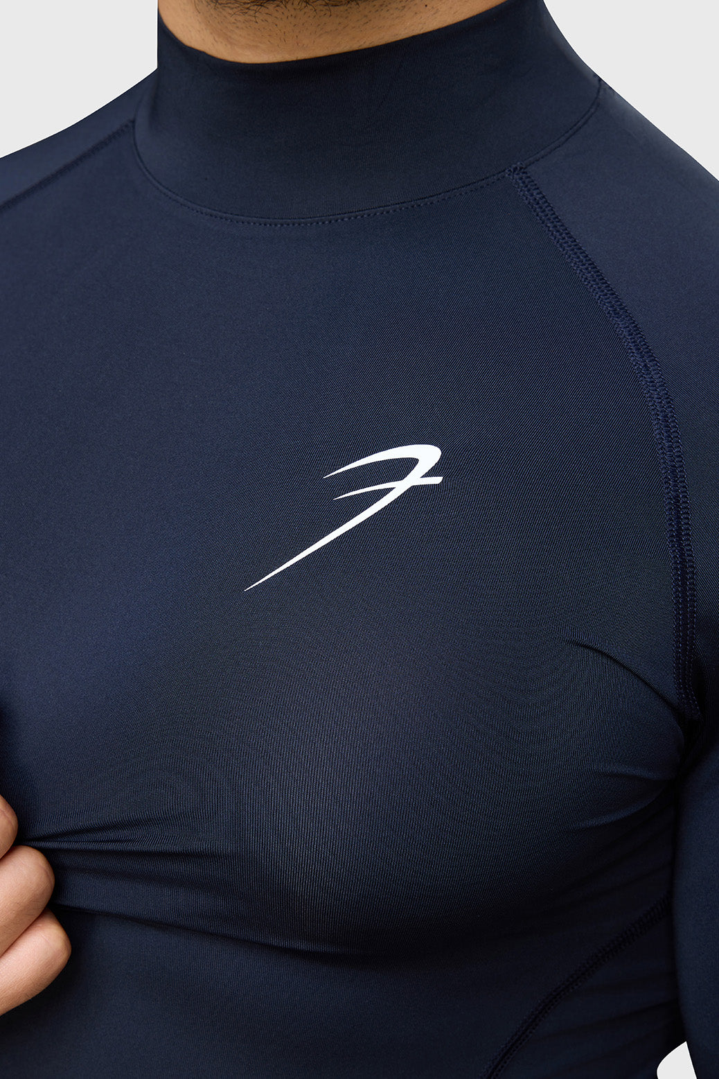 High Neck Compression Full Sleeves T-shirt Navy