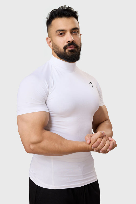 High Neck Compression T-shirt White