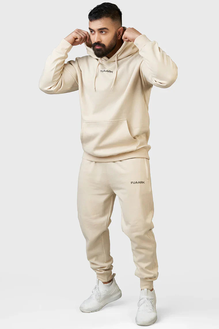 Unisex Signature Oversized Hoodies Beige