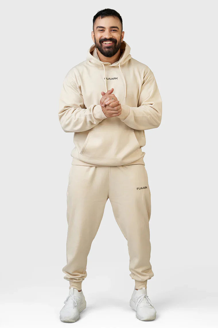 Unisex Signature Oversized Hoodies Beige