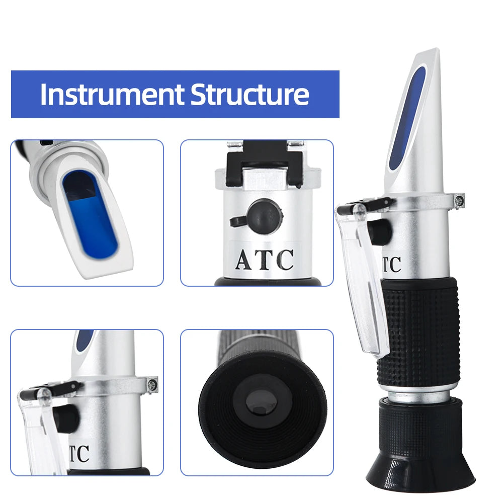 Handheld 0–40% Sugar & 0–25% Alcohol Refractometer (available with or without box)