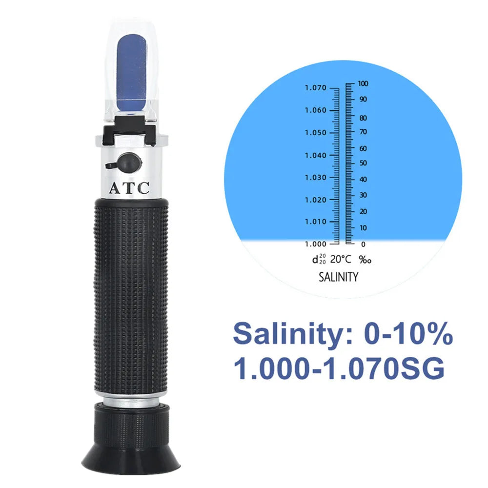 Handheld Refractometer Sea Salt Salinity Meter 0–100% (available with or without box)