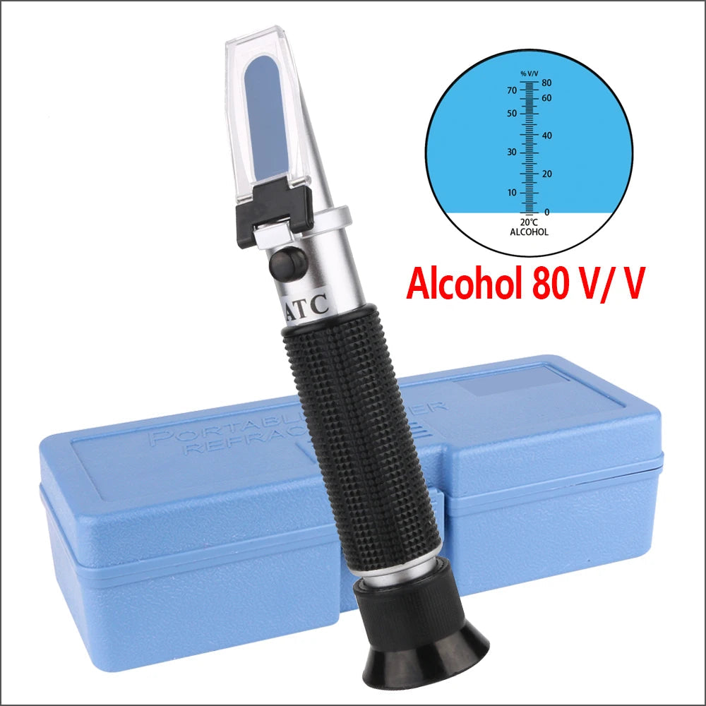 Digital Refractometer 0–80% Brix/Alcohol/Glycol Portable Handheld ATC Meter