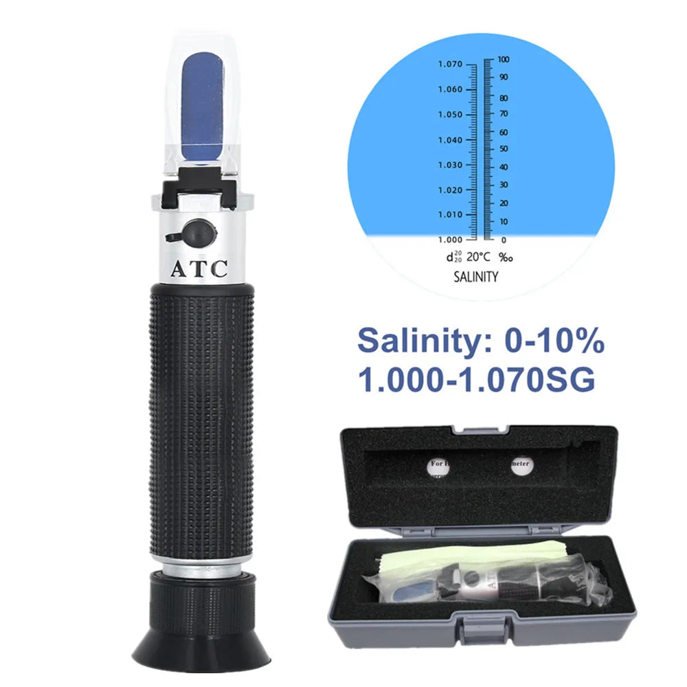 Handheld Refractometer Sea Salt Salinity Meter 0–100% (available with or without box)