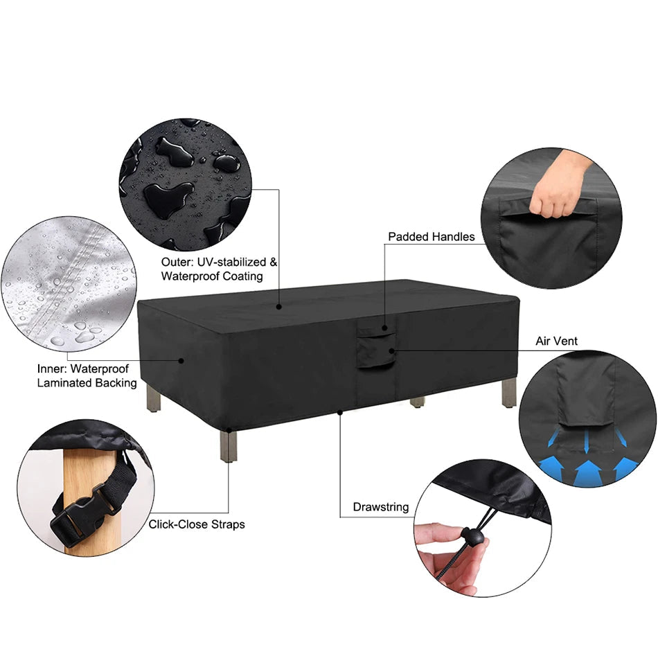 Heavy-Duty Outdoor Garden Furniture Cover – Waterproof, Windproof, Anti-UV Protection (various sizes available)