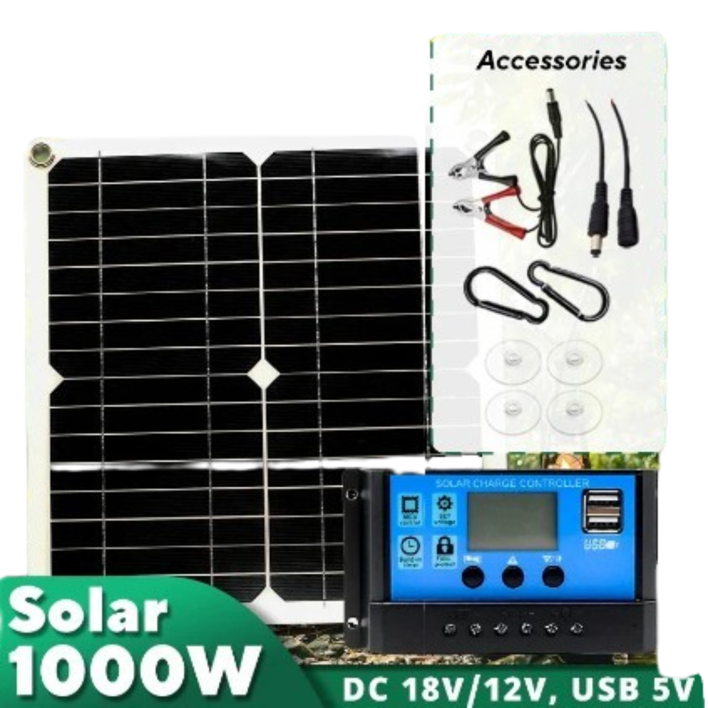 1000W 12V Solar Panel Kit with Controller for RV's, caravans & Home (8 different types available)