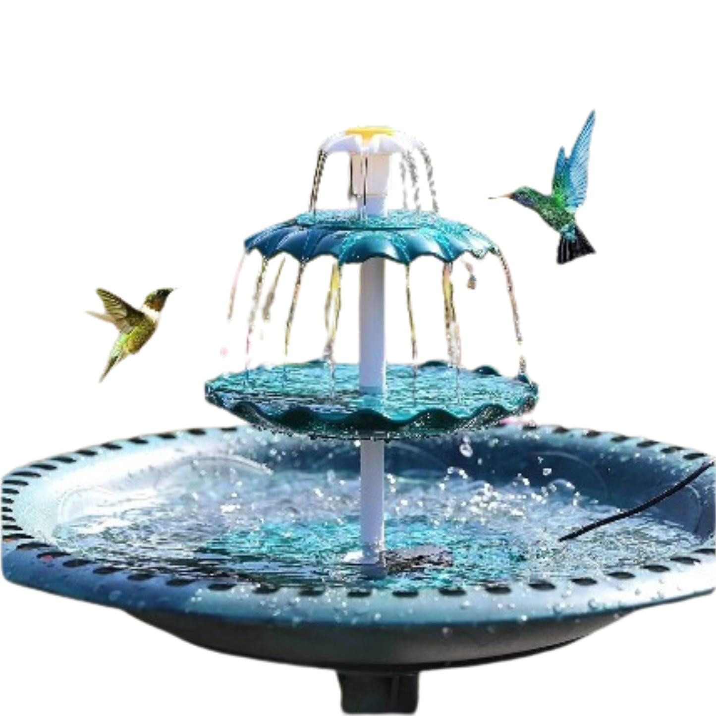 3-Tier Bird Bath with Detachable DIY Solar Fountain with 25W Pump