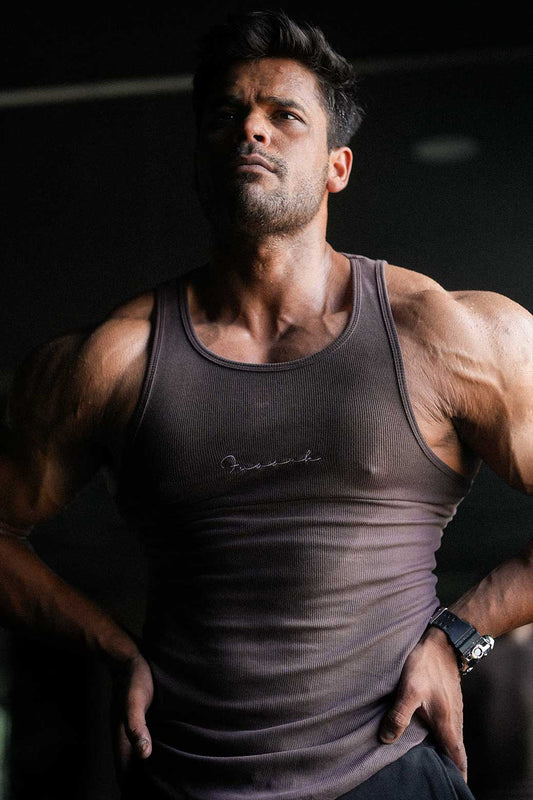 Ribbed Tank Brown