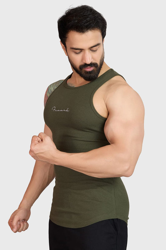 Ribbed Tank Olive