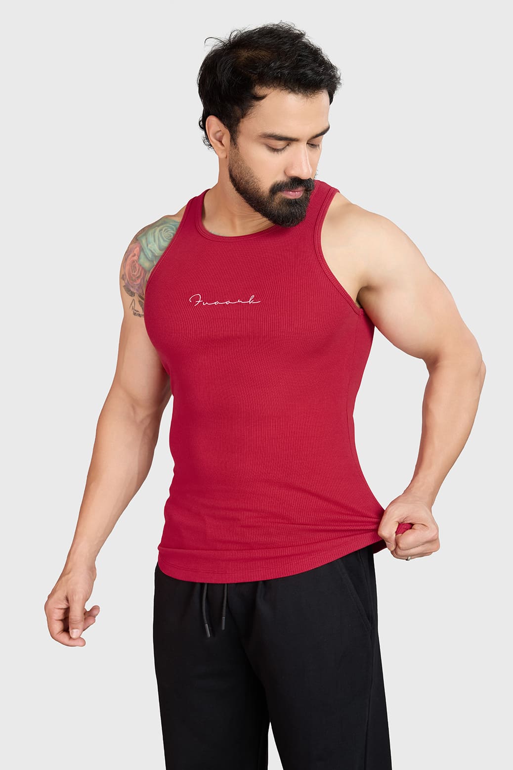 Ribbed Tank Red