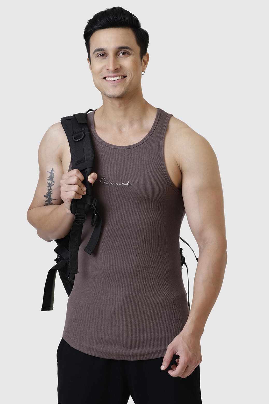 Ribbed Tank Brown