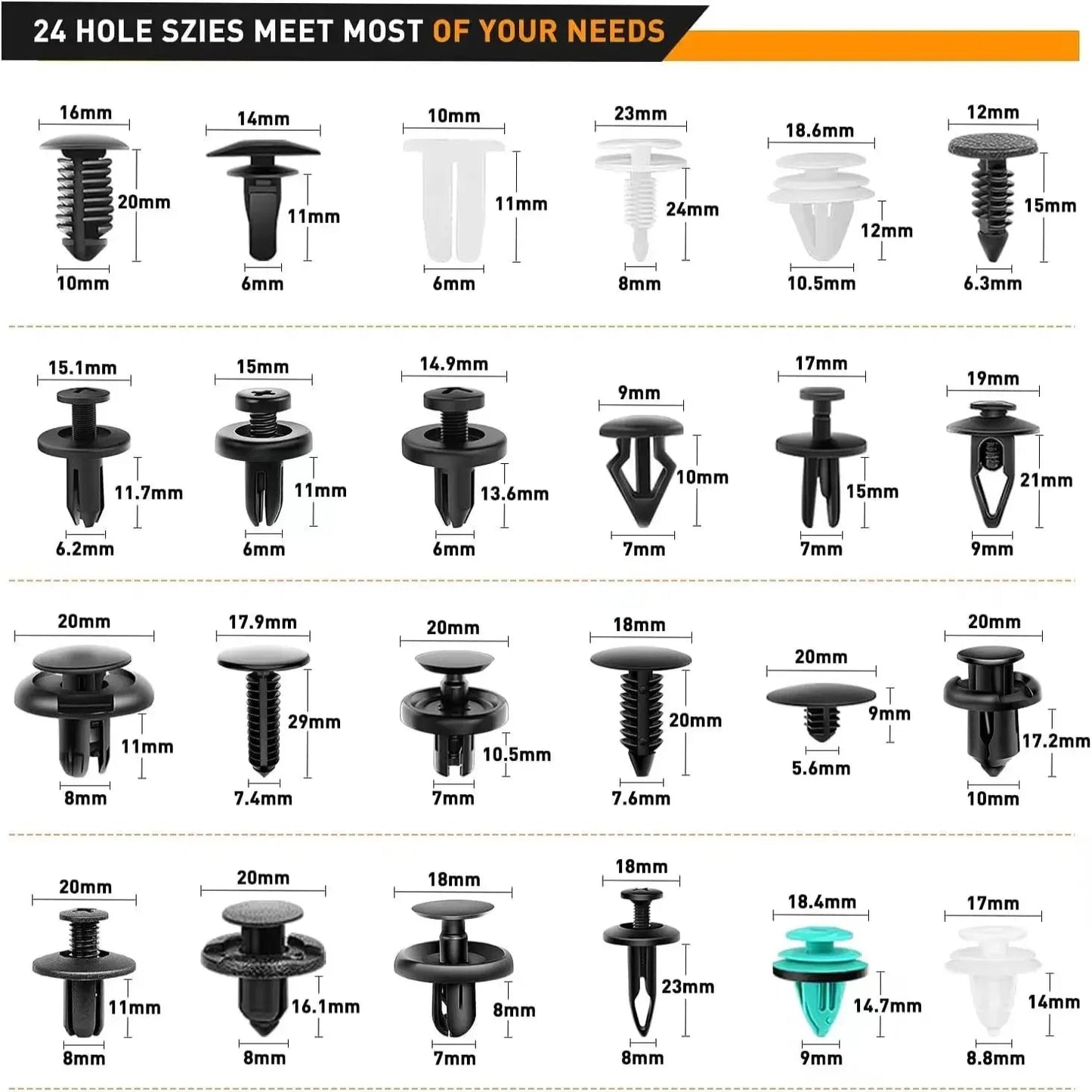 Car Fastener Clip Kit – Plastic Rivets & Retainer Pins (different types available)