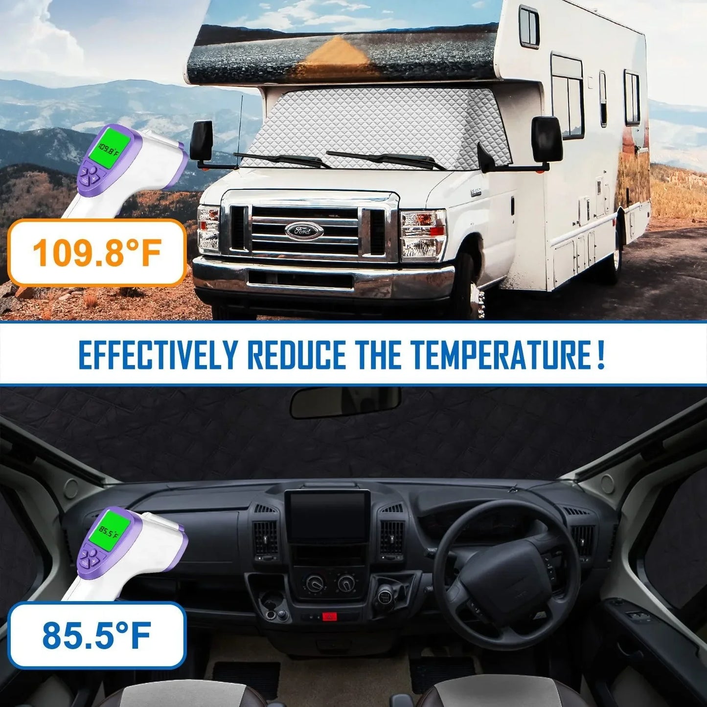 RV Windshield Sunshade Cover – Heat Insulation & UV Protection