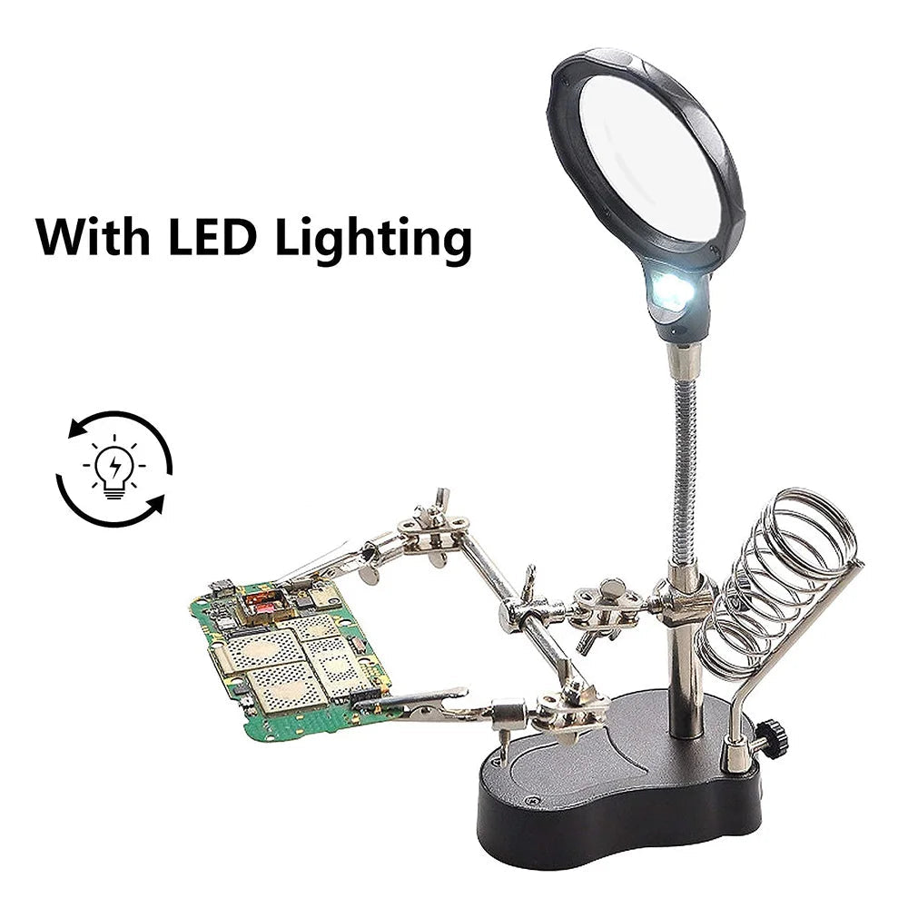 3.5X/12X Welding Magnifier with Auxiliary Clip & Stand