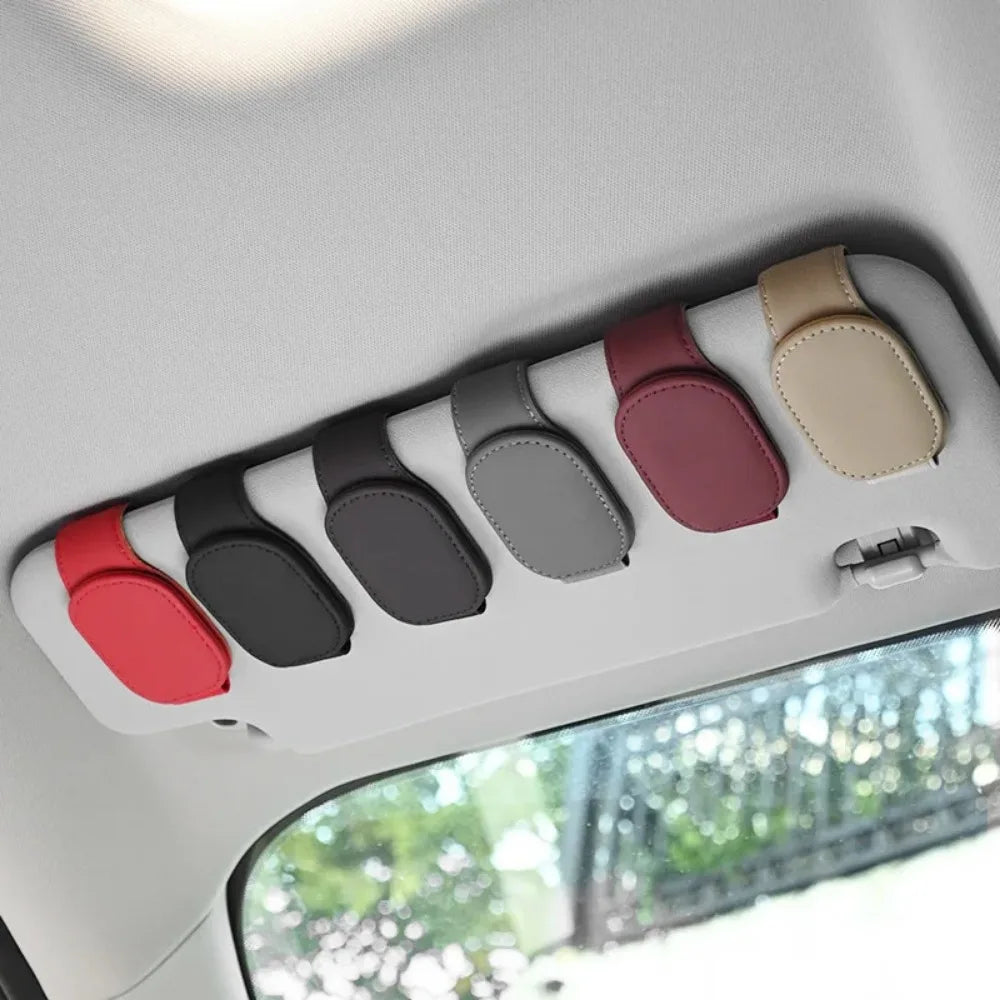 Leather Car Sunglasses & Card Holder Clip