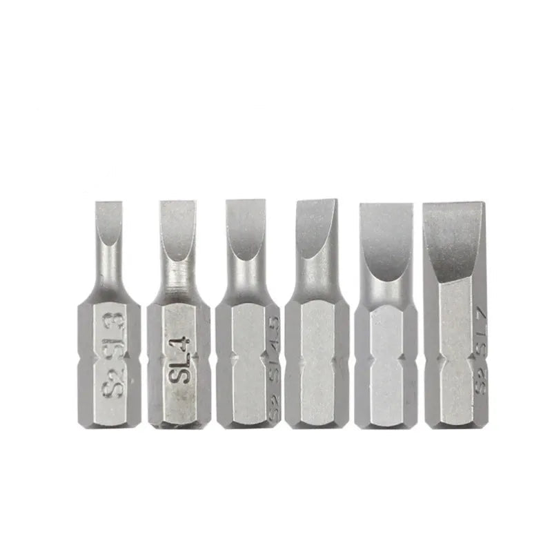 S2 Steel Slotted Screwdriver Bits Set – 1/4" Shank (6 different types available)
