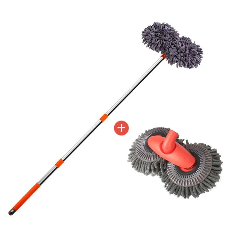 3-Section Telescopic Car Wash Mop with Double Brush Head