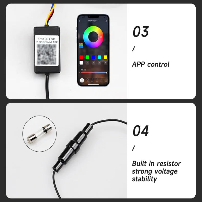 APP-Controlled LED Car Hood Light Strip (12V)