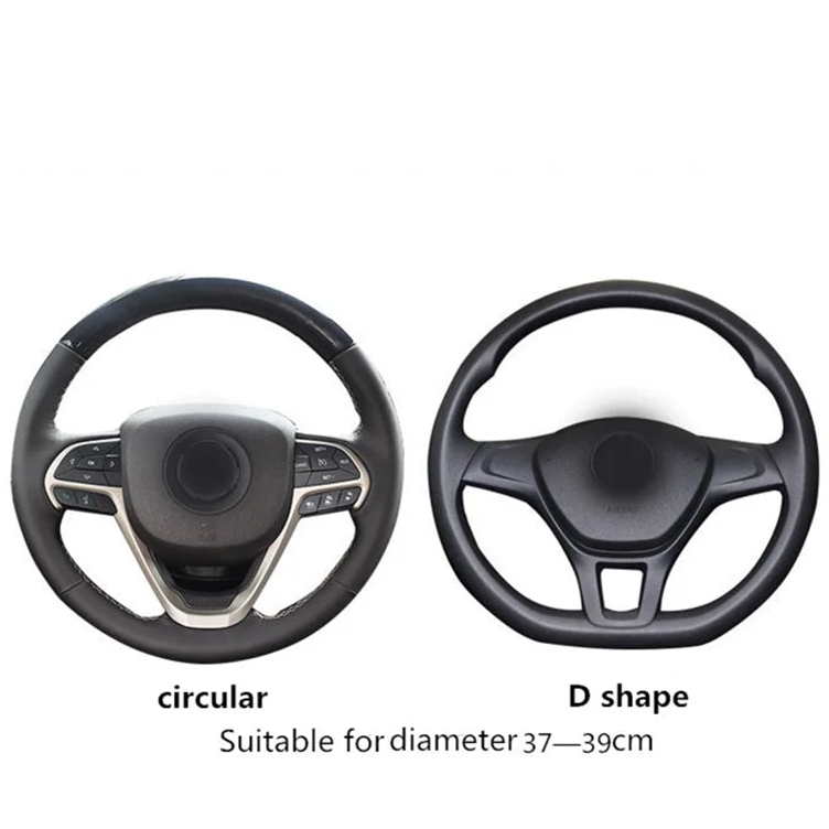 Universal 37/38cm Non-Slip Embossed Leather Car Steering Wheel Cover (3 colours available)