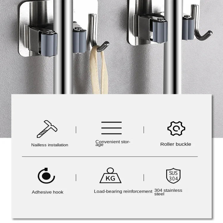 Wall-Mount Mop & Broom Holder