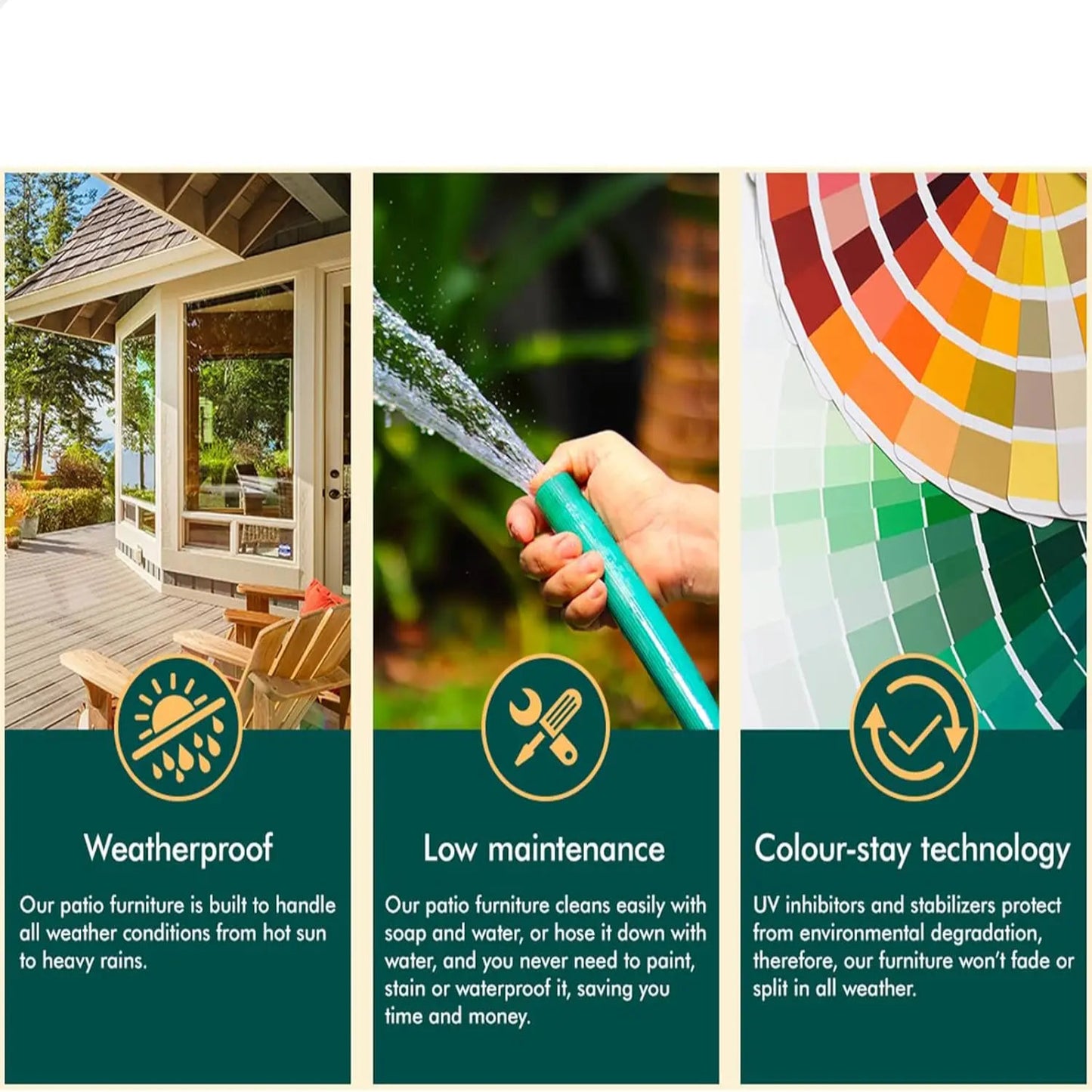 Outdoor Dining Set – 1 Semicircular Patio Table & 2 Chairs