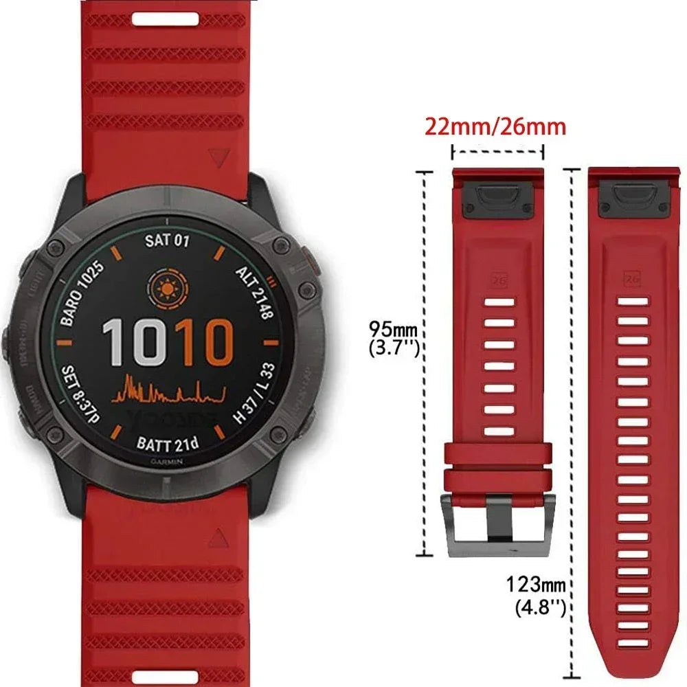 Quickfit Silicone Strap for the Garmin Watch Series (available of various range of models and 46 colours)
