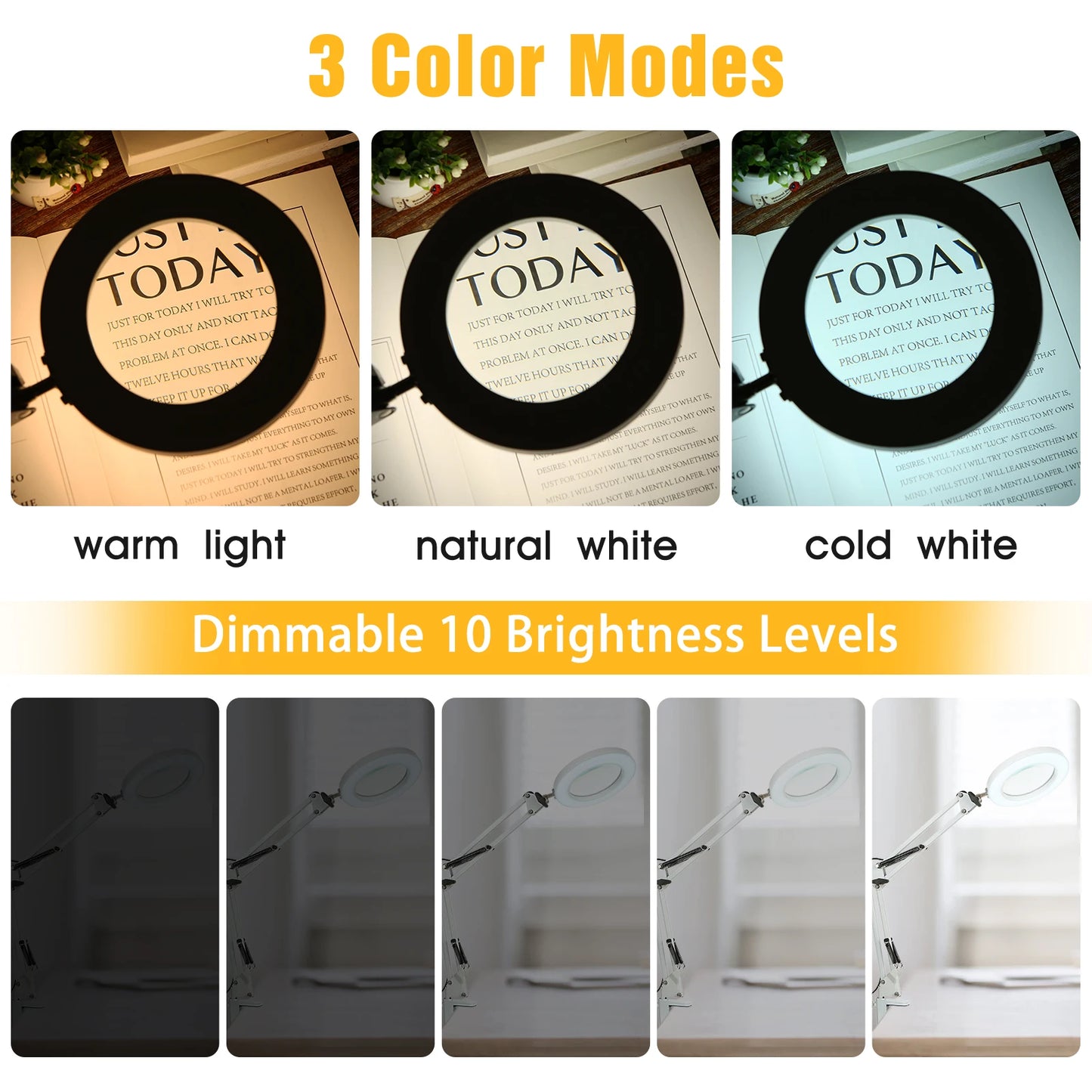 72LED 8X/10X USB Magnifying Glass with 3 Colours Light (10 different variants available)