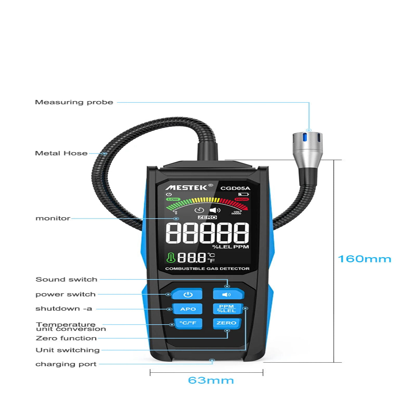 Gas Leak Detector 0–50000PPM