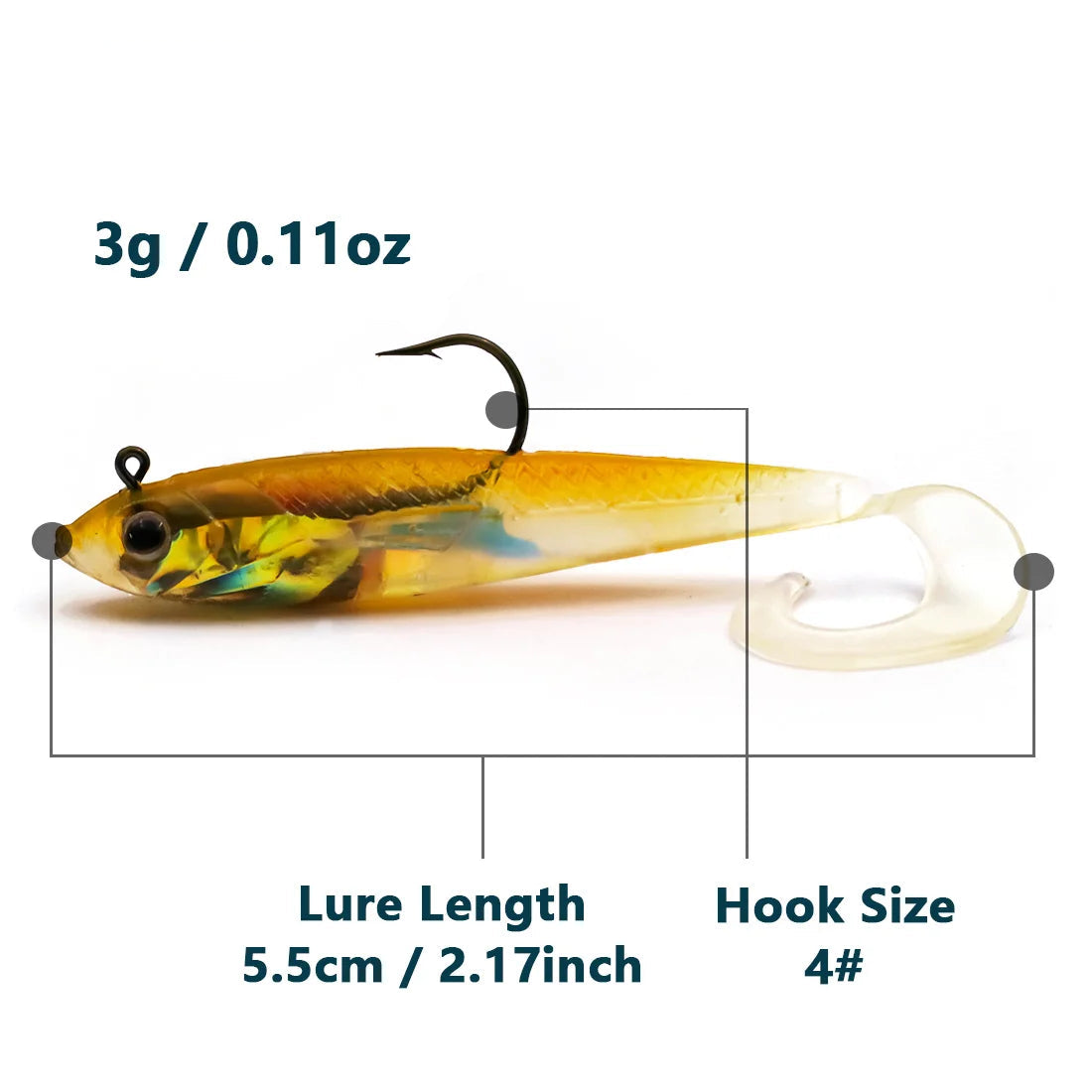 Soft Fishing Lures with Lead Head Jigs – Bass & Trout (Several quantities and colours available)