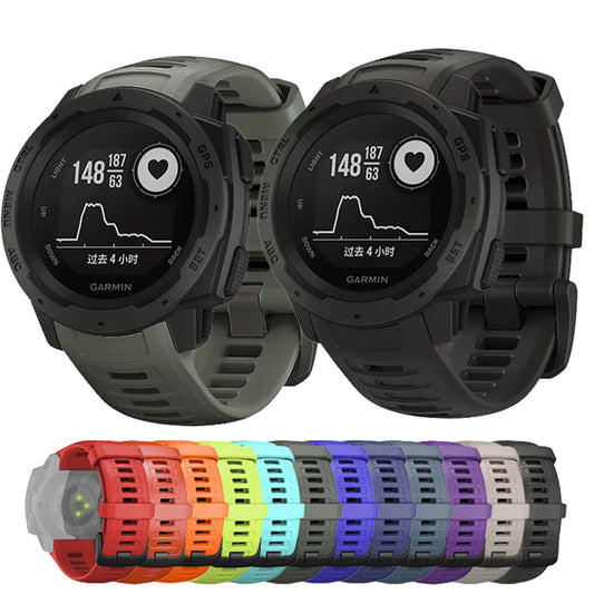 Silicone Strap for the Garmin Instinct 1/2/Esports/Solar Series (22mm) (13 colours available)u