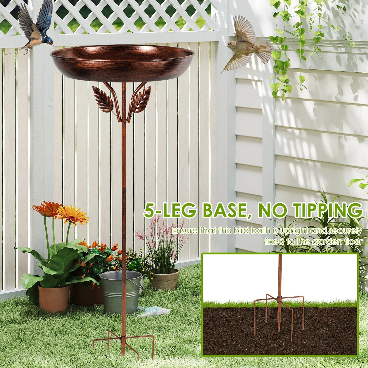 Metal Garden Bird Bath (3 designs available)