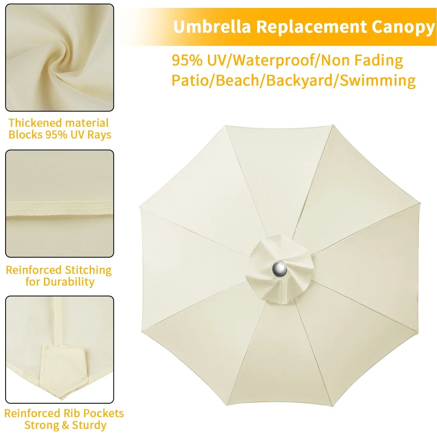 Parasol Replacement Cover – 6 or 8 Ribs (6 colours available)