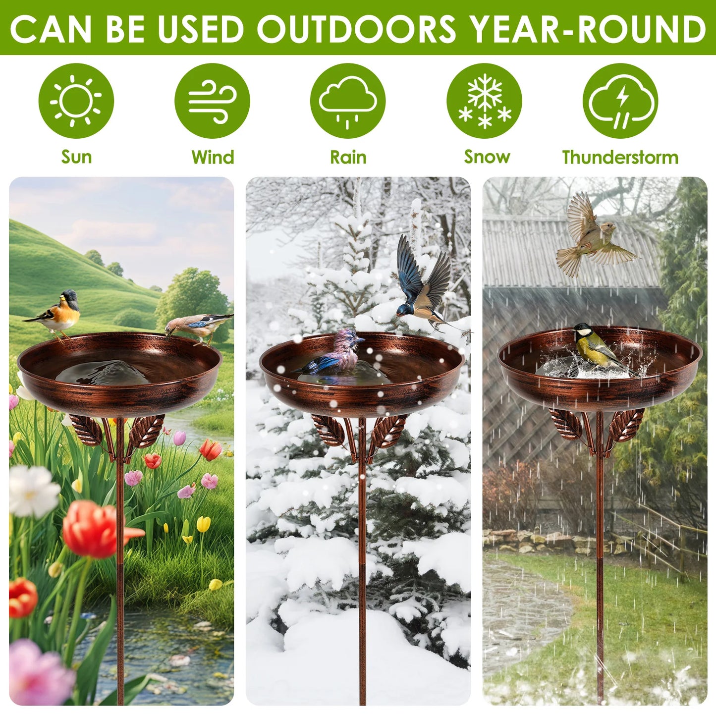 Metal Garden Bird Bath (3 designs available)