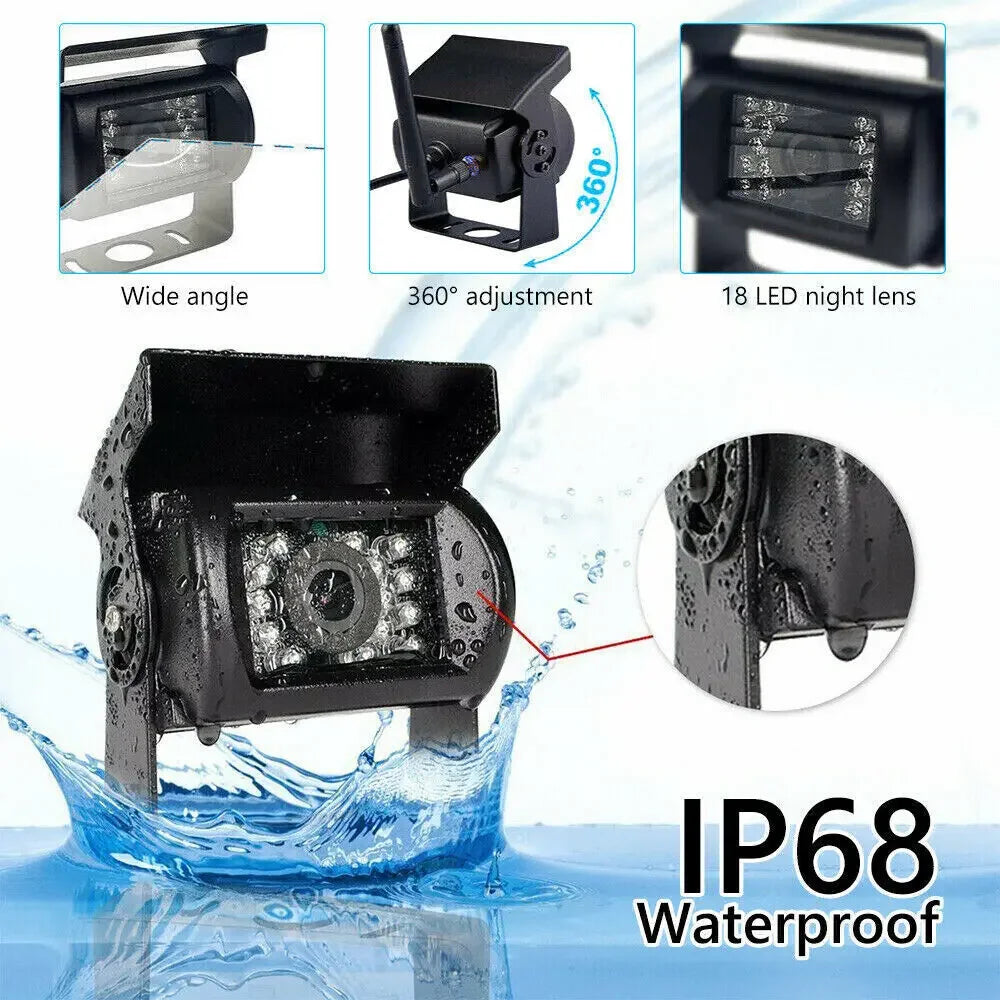 Wireless Reverse Camera Kit – 7" Monitor for Trucks, Buses & RVs with IR Night Vision