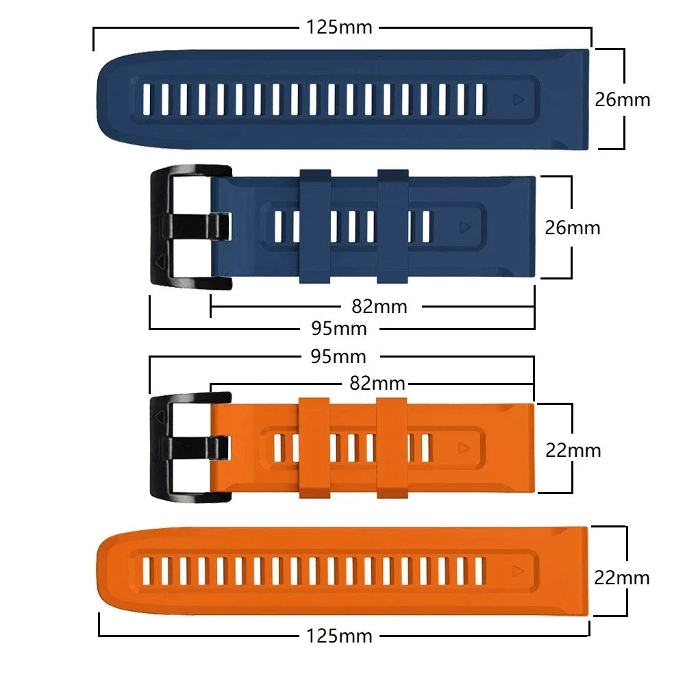 Quickfit Silicone Strap for the Garmin Watch Series (available of various range of models and 46 colours)