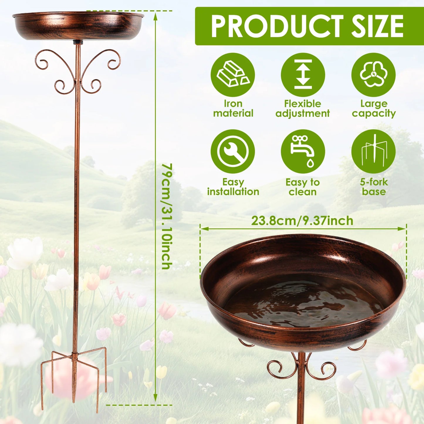 Metal Garden Bird Bath (3 designs available)