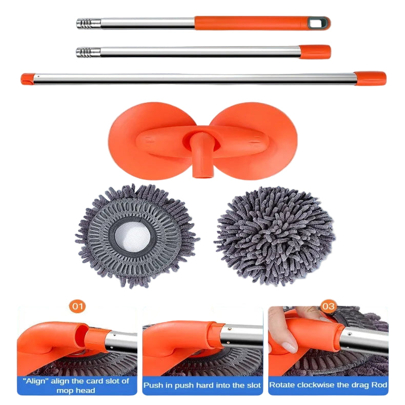 3-Section Telescopic Car Wash Mop with Double Brush Head