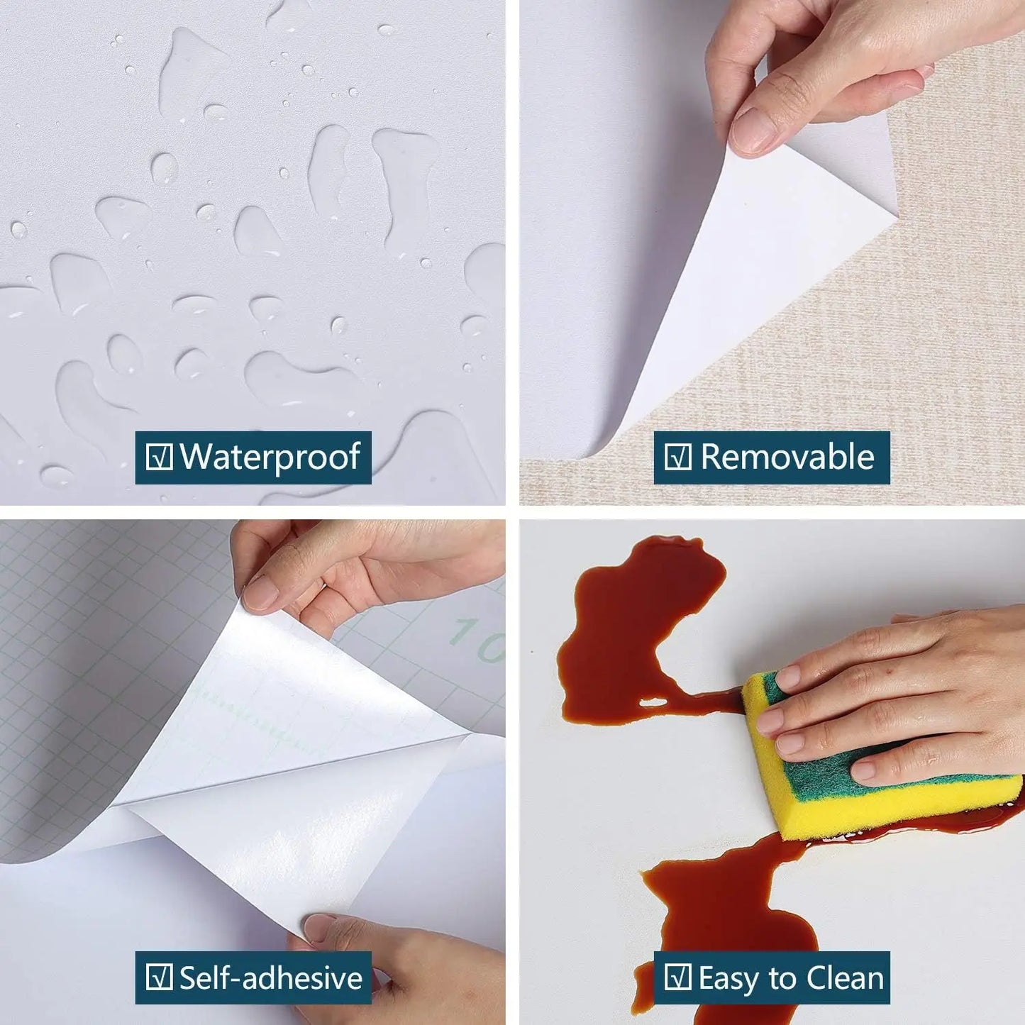 Matte Peel & Stick Waterproof Wallpaper (4 colours & 4 sizes available)