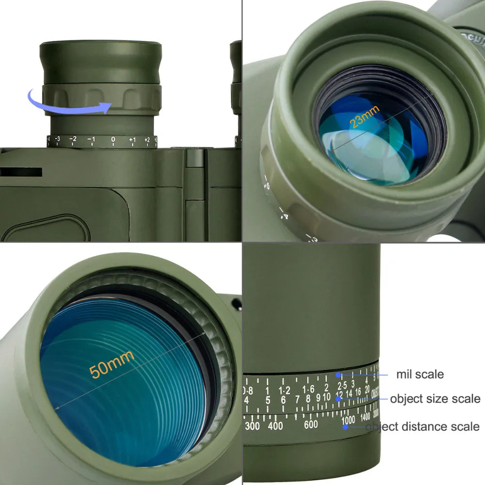 Professional Binoculars – Waterproof with Rangefinder & Compass (10x50)