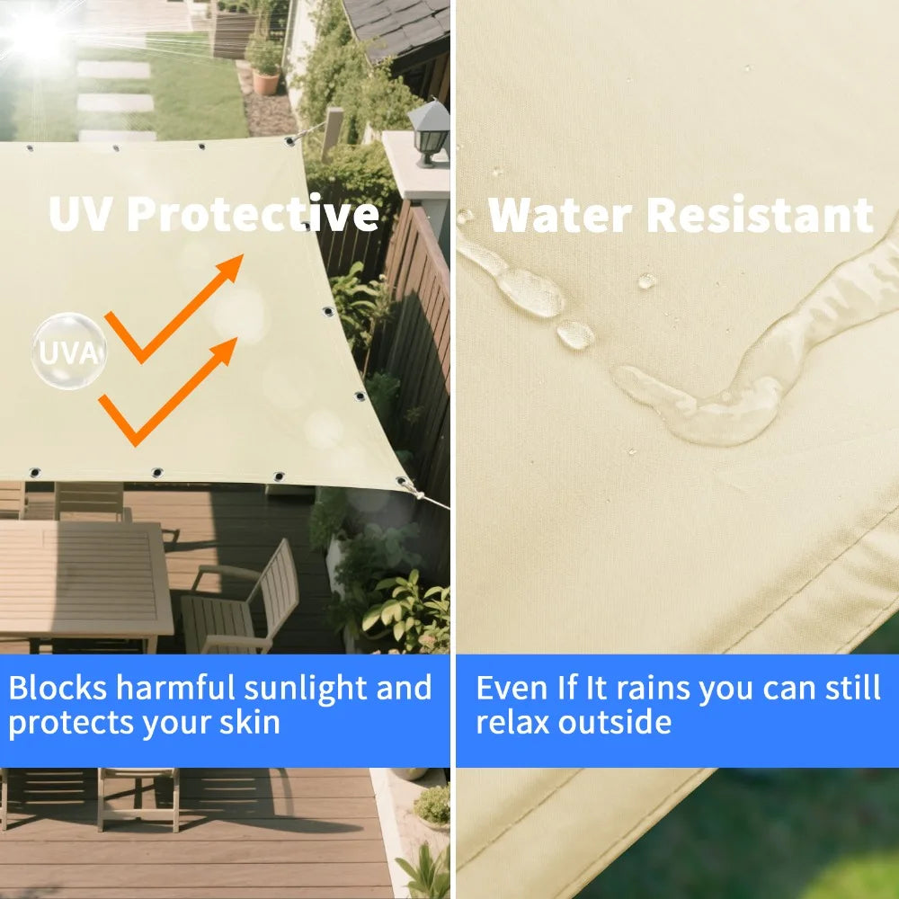 Waterproof Sunshade Sail – Square & Rectangle (4 colours available)