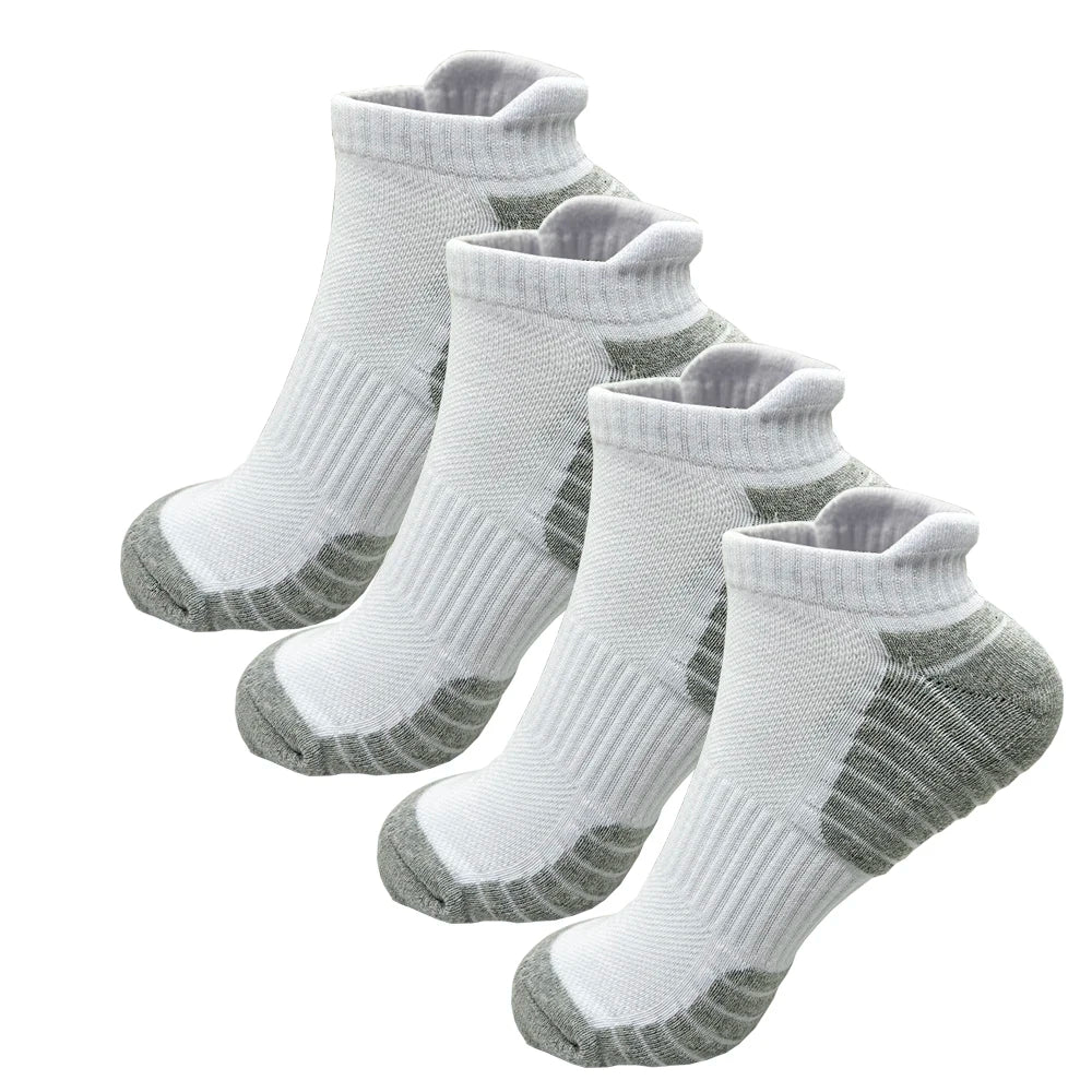 2/4 Pairs Cushioned Cotton Ankle Socks – Men & Women Low-Cut Athletic Sports Socks