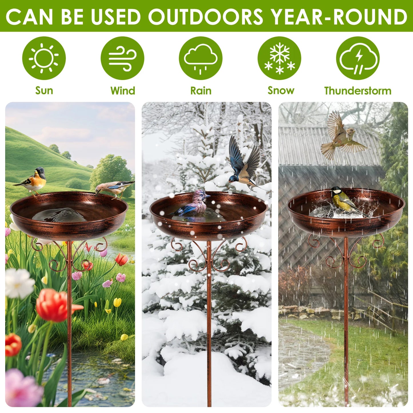 Metal Garden Bird Bath (3 designs available)