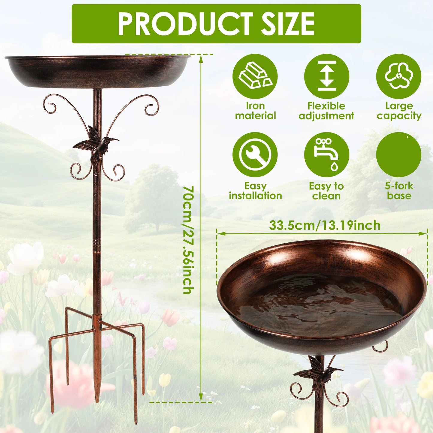 Metal Garden Bird Bath (3 designs available)